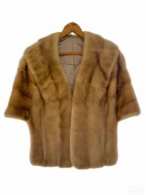 Sears Vintage Authentic Pastel Mink Fur Stole Cape Shawl Pockets Lined Pristine
